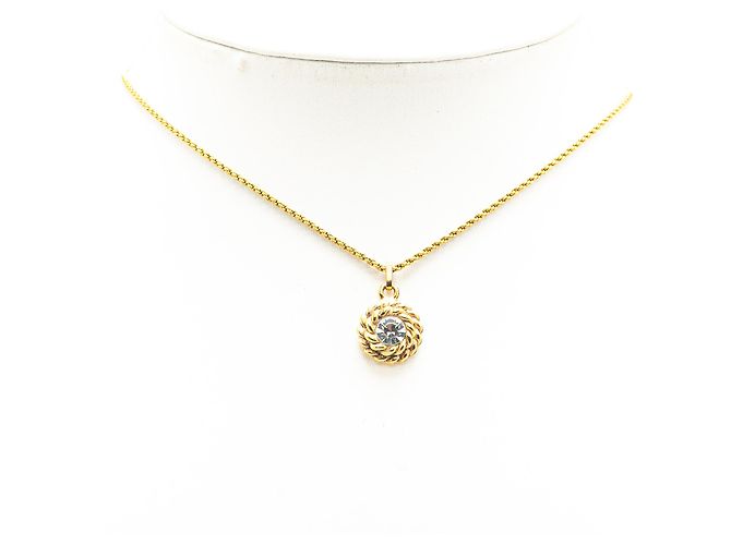 Collana con pendente in strass placcato oro Chanel D'oro - vista 4