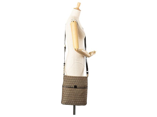 Fendi Beige Zucchino Canvas Crossbody - vista 13