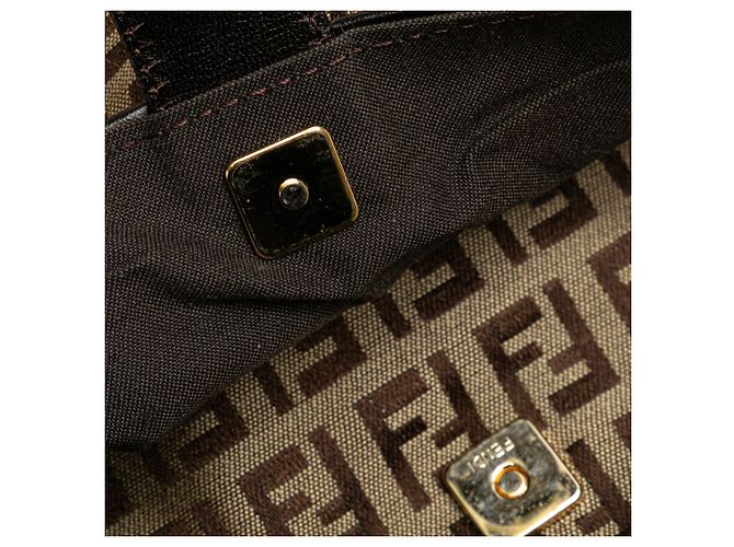 Fendi Beige Zucchino Canvas Crossbody - vista 7