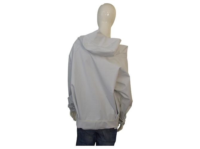 Giacca trench stampata PRADA grigio chiaro, impermeabile e antivento con cappuccio taglia 44 - vista 2