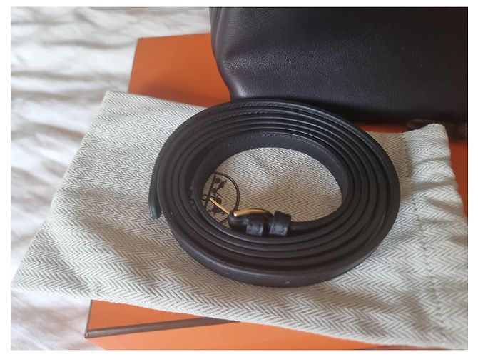 Acapulco Hermès 24/24 Mini in pelle Swift nera finiture oro Nero - vue 3