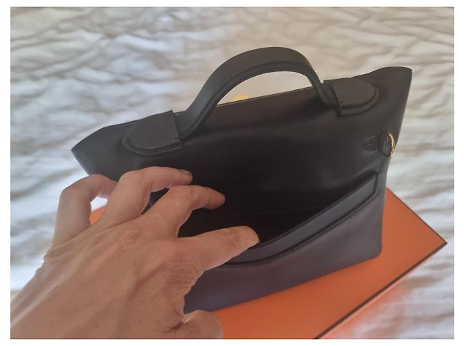 Acapulco Hermès 24/24 Mini in pelle Swift nera finiture oro Nero - vue 7