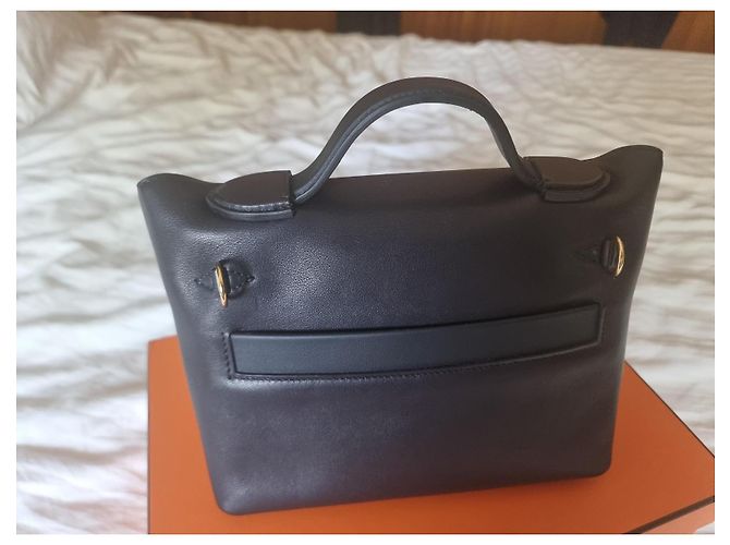 Acapulco Hermès 24/24 Mini in pelle Swift nera finiture oro Nero - vue 8