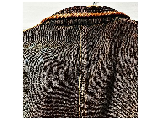 Authentischer Alexander McQueen 05 AW Archive Mudded Denim Blazer Khaki - Ansicht 7