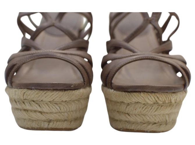 Sandales à plateforme en jute et cuir marron Miu Miu, talon compensé, taille 39 - vue 10