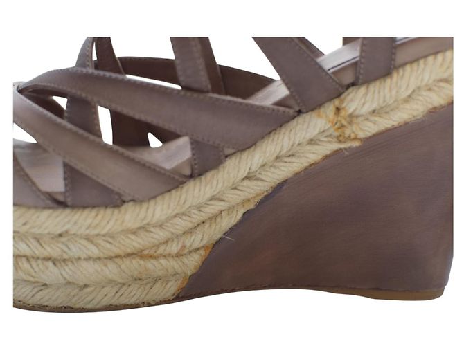 Sandales à plateforme en jute et cuir marron Miu Miu, talon compensé, taille 39 - vue 13