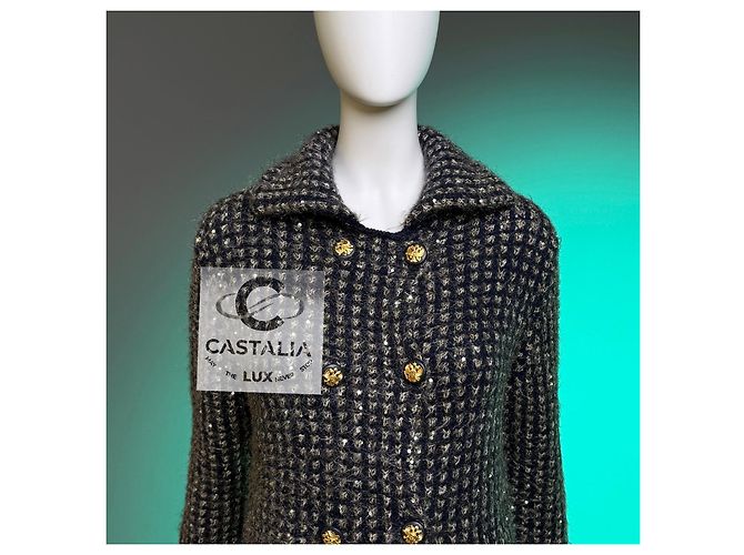 Chanel 10K$ Sequin Cashmere Jacket with CC Eagle Buttons 38 FR Multiple colors - view 2
