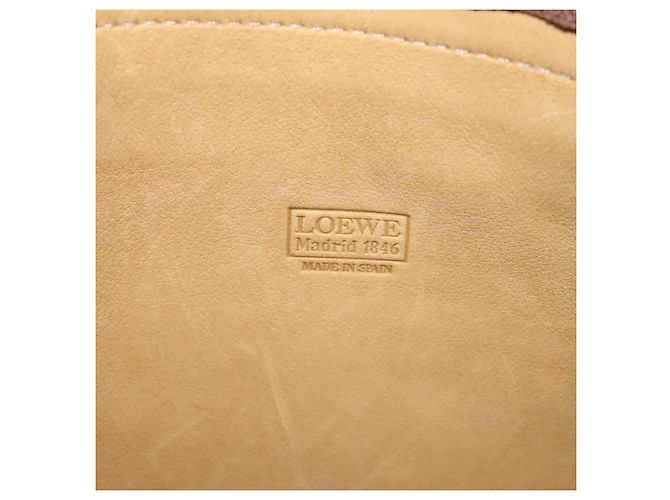 LOEWE Borsa a Spalla Anagram Suede Beige Oro Auth bs25935 D'oro - vista 10