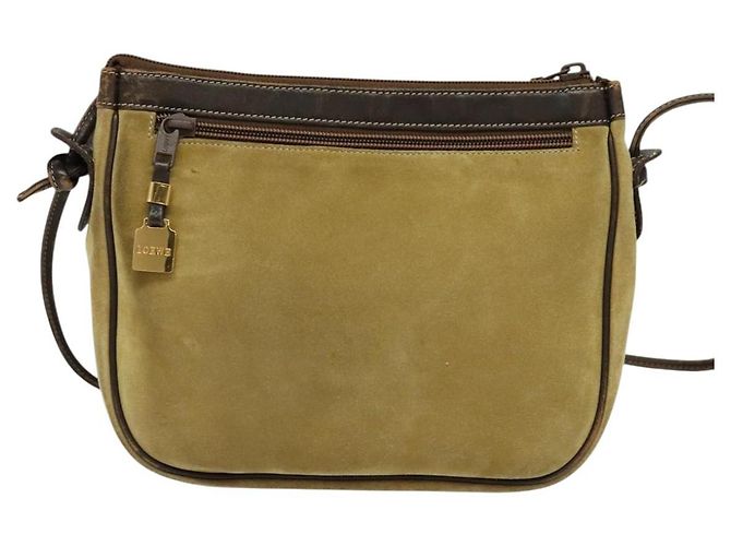 LOEWE Borsa a Spalla Anagram Suede Beige Oro Auth bs25935 D'oro - vista 2