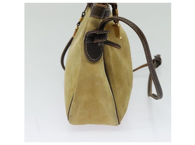 LOEWE Borsa a Spalla Anagram Suede Beige Oro Auth bs25935 D'oro - vista 3