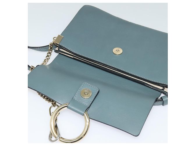 Chloé Borsa a Spalla Chloe Fay in Pelle Scamosciata Blu Oro Auth BA1916 D'oro - vista 10