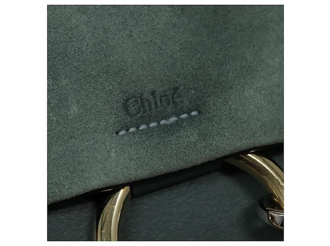 Chloé Borsa a Spalla Chloe Fay in Pelle Scamosciata Blu Oro Auth BA1916 D'oro - vista 17