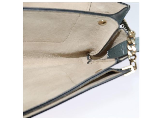 Chloé Borsa a Spalla Chloe Fay in Pelle Scamosciata Blu Oro Auth BA1916 D'oro - vista 19