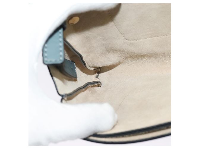 Chloé Borsa a Spalla Chloe Fay in Pelle Scamosciata Blu Oro Auth BA1916 D'oro - vista 20