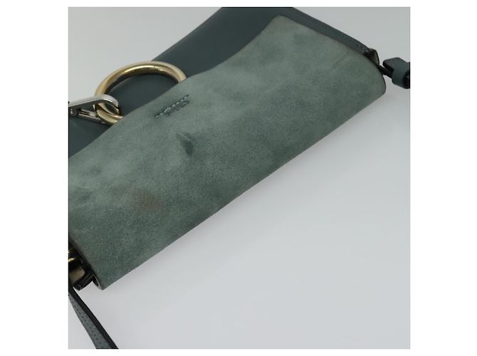Chloé Borsa a Spalla Chloe Fay in Pelle Scamosciata Blu Oro Auth BA1916 D'oro - vista 6
