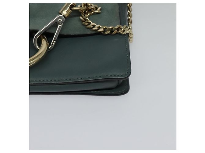 Chloé Borsa a Spalla Chloe Fay in Pelle Scamosciata Blu Oro Auth BA1916 D'oro - vista 9