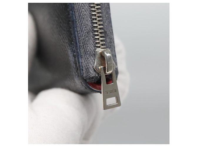 Hermès HERMES Portafoglio Lungo in Pelle Blu Navy Auth bs25774 - vista 8
