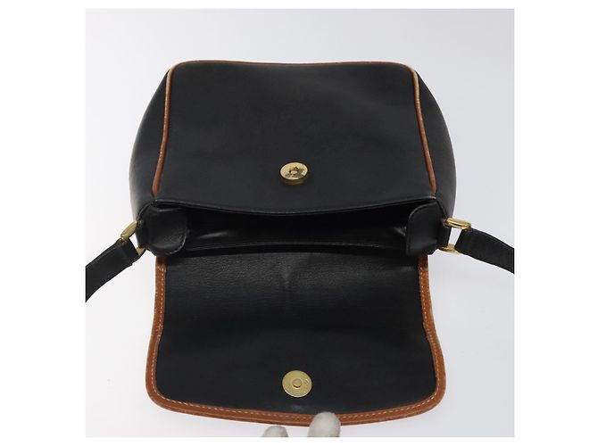 Céline Bolso de hombro CELINE de cuero negro y dorado Auth BA1801 - vista 10
