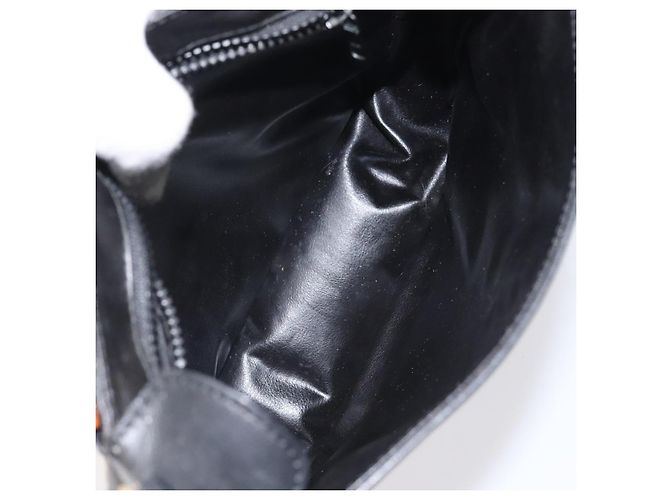 Céline Bolso de hombro CELINE de cuero negro y dorado Auth BA1801 - vista 11