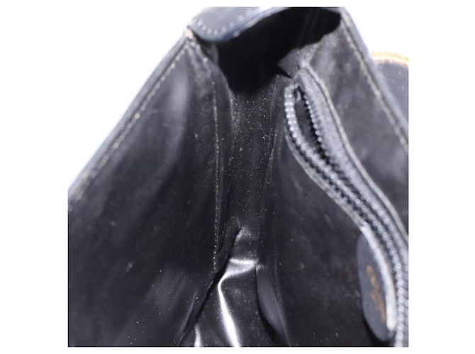 Céline Bolso de hombro CELINE de cuero negro y dorado Auth BA1801 - vista 20