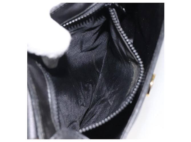Céline Bolso de hombro CELINE de cuero negro y dorado Auth BA1801 - vista 21