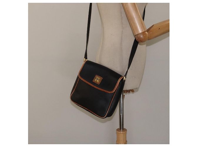 Céline Bolso de hombro CELINE de cuero negro y dorado Auth BA1801 - vista 22