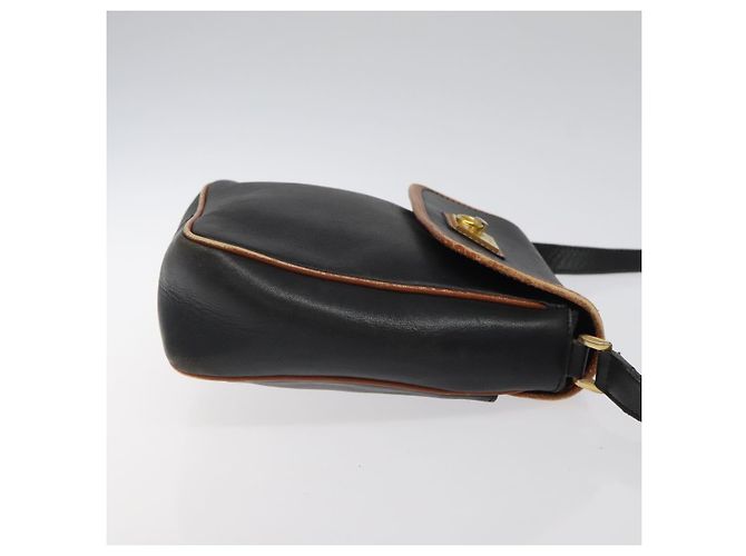 Céline Bolso de hombro CELINE de cuero negro y dorado Auth BA1801 - vista 3