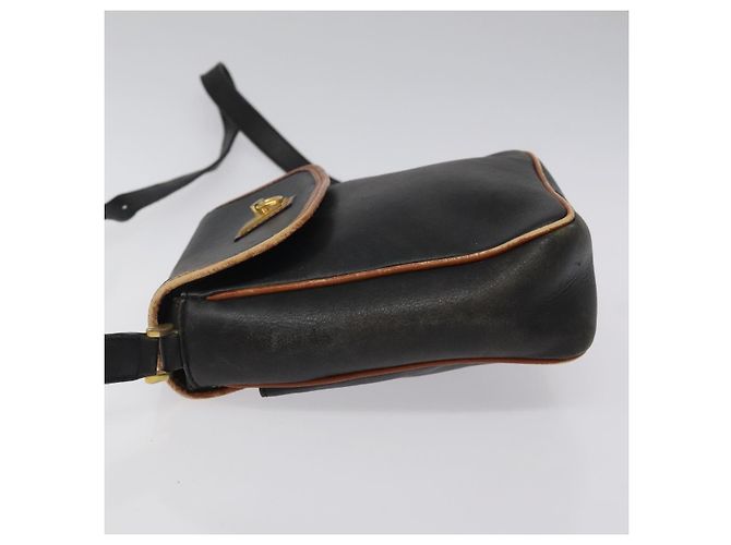 Céline Bolso de hombro CELINE de cuero negro y dorado Auth BA1801 - vista 4