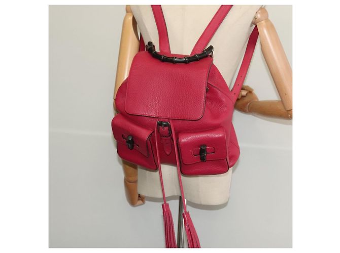 GUCCI Bamboo Rucksack Leder Outlet Pink 370833 Auth bs25742 - Ansicht 22