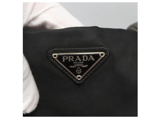 Borsa a spalla PRADA in nylon nero argento autentica bs25600 - vista 17