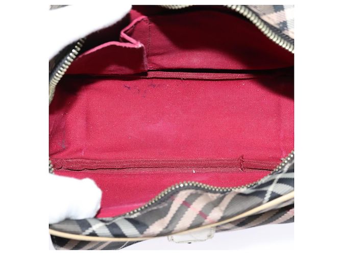 Borsa a spalla Burberry Nova Check Blue Label in nylon marrone argento autentica ti3061 - vista 11