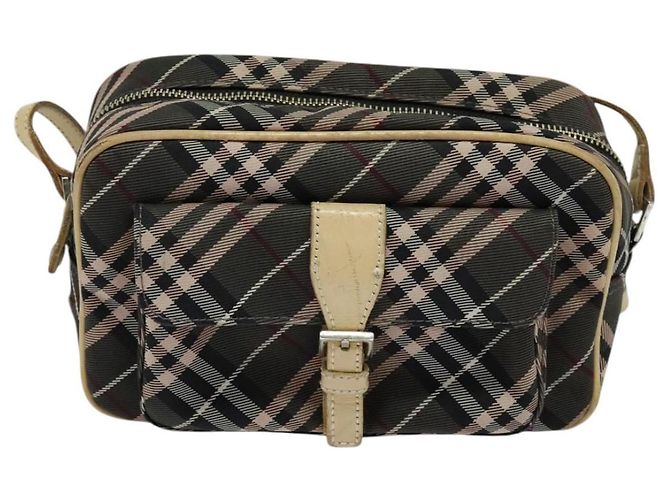 Borsa a spalla Burberry Nova Check Blue Label in nylon marrone argento autentica ti3061 - vista 13