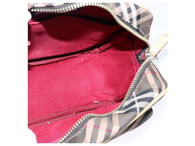 Borsa a spalla Burberry Nova Check Blue Label in nylon marrone argento autentica ti3061 - vista 18