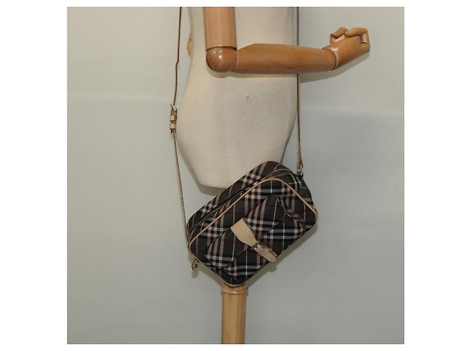 Borsa a spalla Burberry Nova Check Blue Label in nylon marrone argento autentica ti3061 - vista 21