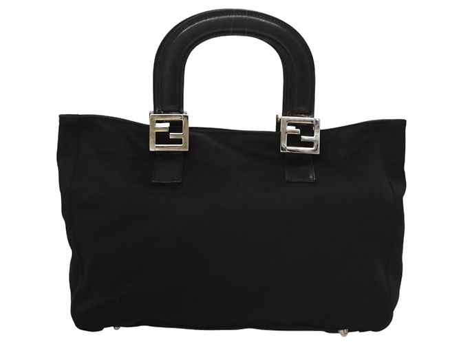 FENDI Handtasche aus schwarzem Nylon mit Silber authentisch 122023 - Ansicht 13