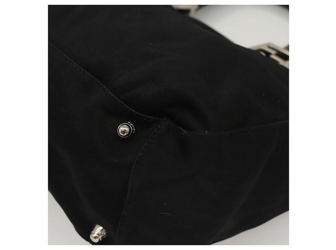 FENDI Handtasche aus schwarzem Nylon mit Silber authentisch 122023 - Ansicht 14
