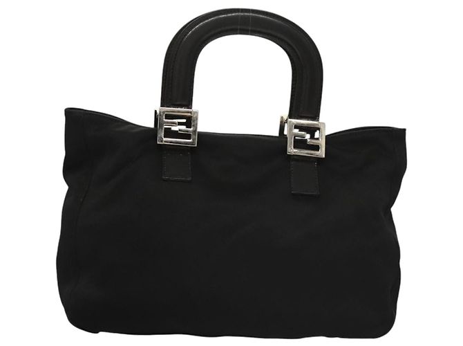 FENDI Handtasche aus schwarzem Nylon mit Silber authentisch 122023 - Ansicht 2