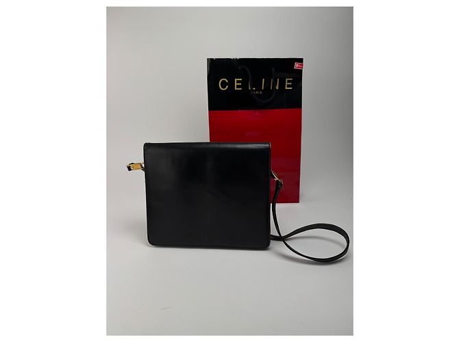 Céline Vintage Celine Paris Leder Tasche Triomphe Schwarz - Ansicht 10