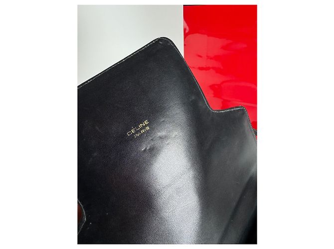 Céline Vintage Celine Paris Leder Tasche Triomphe Schwarz - Ansicht 11