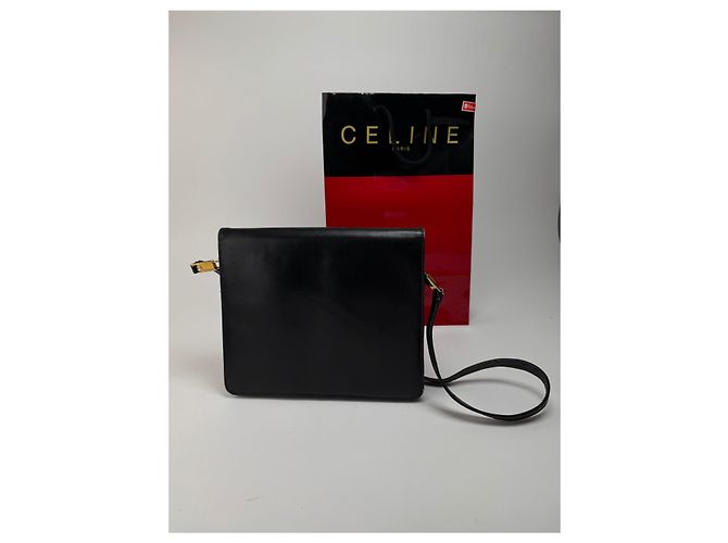 Céline Vintage Celine Paris Leder Tasche Triomphe Schwarz - Ansicht 2