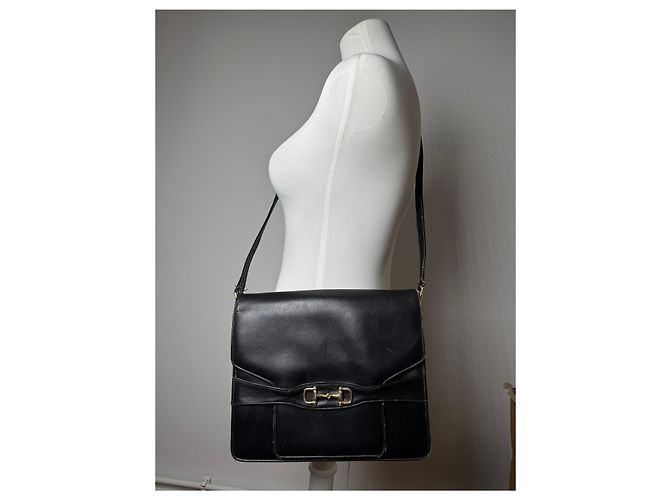 Céline Vintage Celine Paris Leder Tasche Triomphe Schwarz - Ansicht 3
