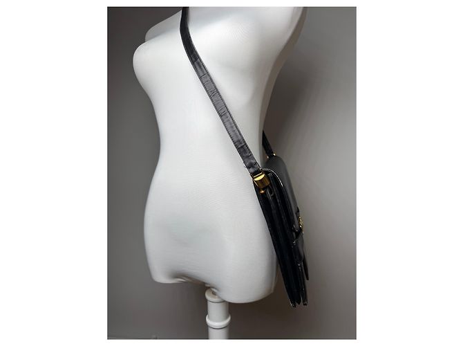 Céline Vintage Celine Paris Leder Tasche Triomphe Schwarz - Ansicht 4
