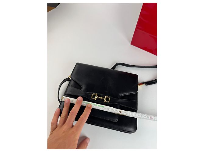 Céline Vintage Celine Paris Leder Tasche Triomphe Schwarz - Ansicht 7