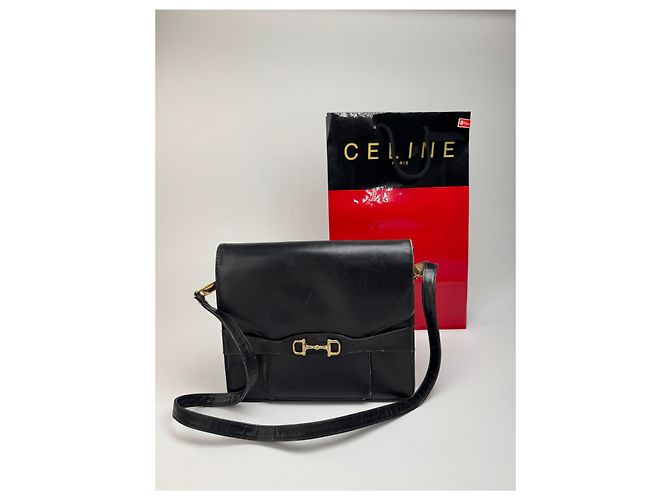 Céline Vintage Celine Paris Leder Tasche Triomphe Schwarz - Ansicht 9