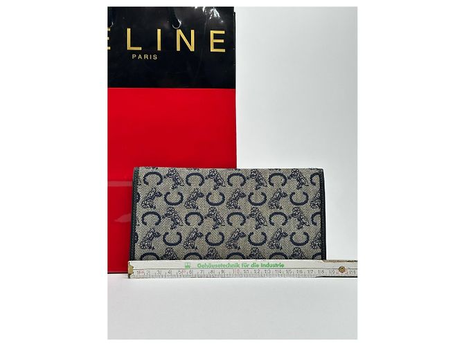 Céline Vintage Celine Macadam Monogram ID-Halter schwarz weiß Grau - Ansicht 10