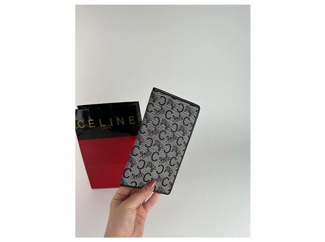 Céline Vintage Celine Macadam Monogram ID-Halter schwarz weiß Grau - Ansicht 11