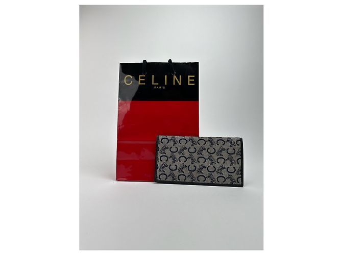 Céline Vintage Celine Macadam Monogram ID-Halter schwarz weiß Grau - Ansicht 3