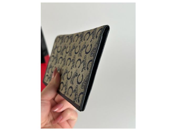 Céline Vintage Celine Macadam Monogram ID-Halter schwarz weiß Grau - Ansicht 8