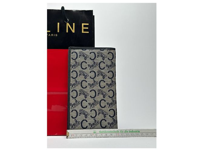 Céline Vintage Celine Macadam Monogram ID-Halter schwarz weiß Grau - Ansicht 9