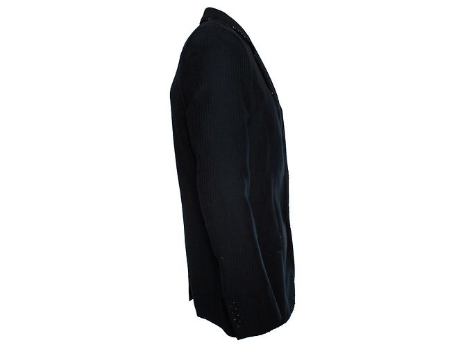 Saint Laurent, schwarzer Blazer mit Nadelstreifen und Perlen - Ansicht 3